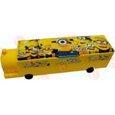 biZyug Train Shape Minions Pencil Box with sharpener and wheel for kids
