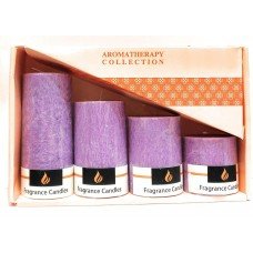 biZyug Handmade Pillar Candles Marble Finish Lavender Fragrance Smokeless Long Lasting Candles Set of 4(Size 2 * 1.8 2 * 2.5 2 * 3.8 2 * 4.2Inch)