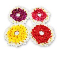 biZyug T-Light Floral Platter with Candle for Home Decoration (Pack of 4)