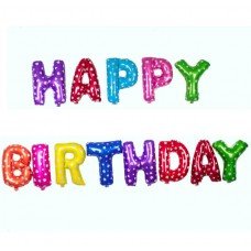 Polka Dot Happy Birthday Letter Air Foil Balloon Set 