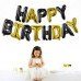 Happy Birthday Letter Foil Balloons Black and Gold 16 inch | 1 PCS