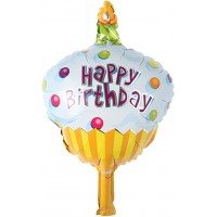Happy Birthday Cupcake Foil Balloon Pink 1 pcs