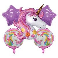 Unicorn Foil Balloon Purple & Pink Theme 5pcs