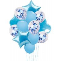 Party Latex Confetti Balloons Blue 8 pcs
