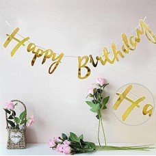 Happy Birthday Banner Party Decoration | Golden | 1 pcs