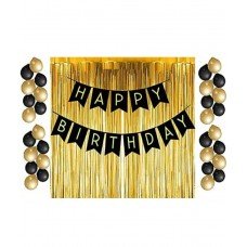 Birthday Party Decoration | Black & Golden Combo Pack of 33 Pcs 
