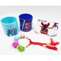 Spiderman Kid Rakhi & Floral Bracelet with Character Magic Spring Gift Combo